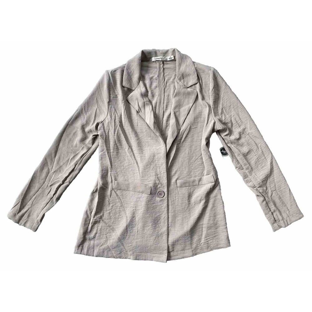 Liberty Love Blazer Cardigan Women Tan Long Sleeve 1 Button Sz Small Pockets NWT